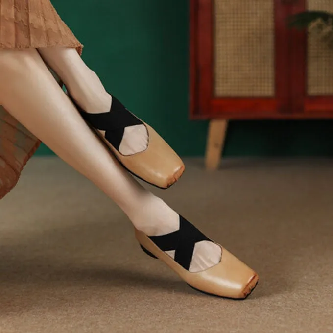 Doc Martens Penny Loafers Chicmy Chic Elastic Crosseed Slip On Square Toe Ballet Shoes Women Vintage Cow Leather Mary Jane Flat Loafers Shoes Dancer Shoes