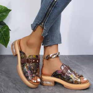 Bigfoot Slippers Bjlxn Woman Platform Slippers Fashion Leather Shoes Summer Casual Ladies' Slippers Causal Rivets Women' Slippers Plus Size