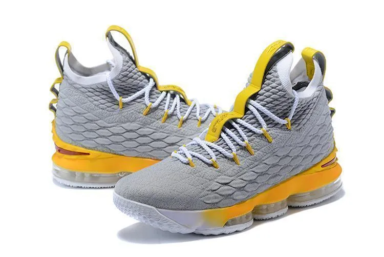 Nike Lebron XV 15 Grey Gold Yellow Men Shoes !!! CYBER MONDAY SALE !!! Asics Arch Support Shoes