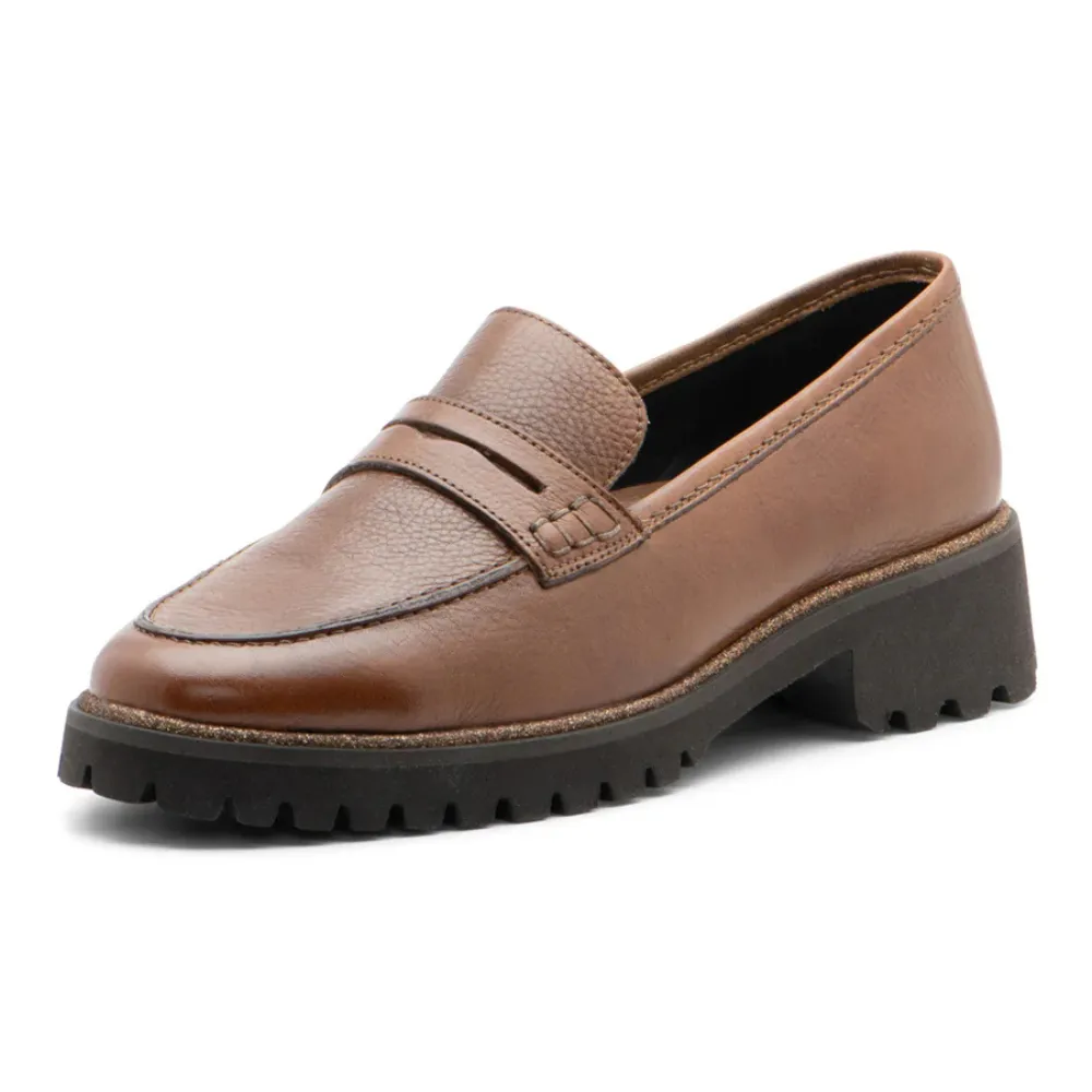 Sparkle Loafers Ara Karina Brown Leather Chunky Sole Loafer (Women's)