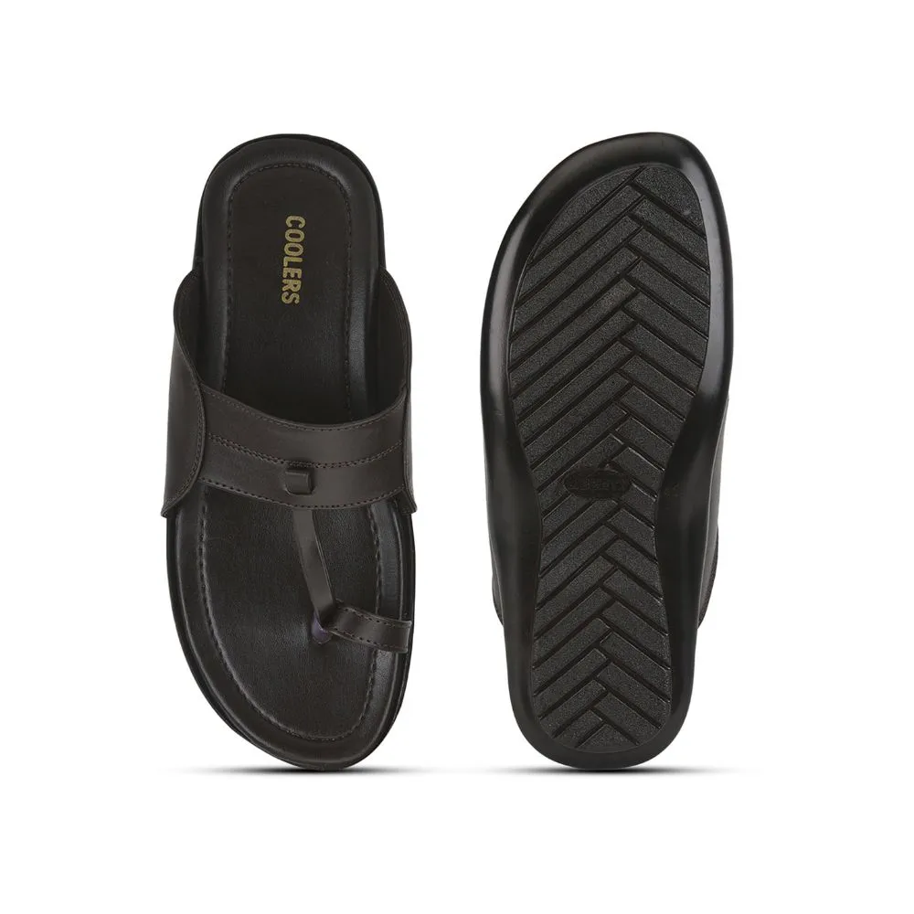 Coolers Casual Brown Toe Ring Slippers For Men COOL99-402 By Liberty Slippers Footwear