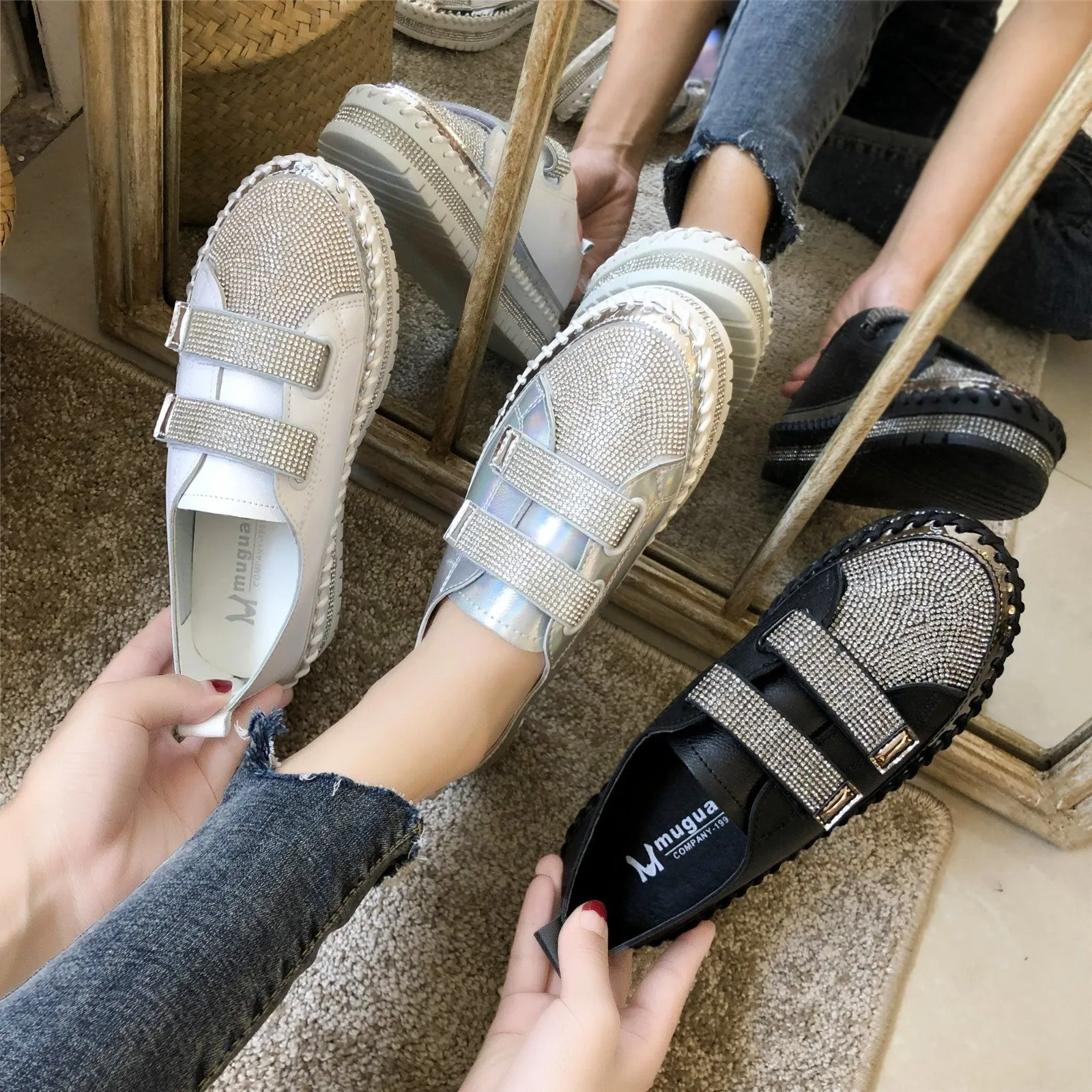 Discount Work Boots Steel Toe Nanccy Simple Fashion Velcro Casual Shoes