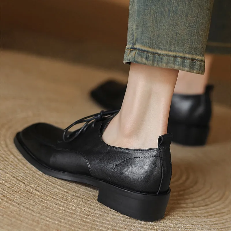 Oxfords Comma Women's Oxford Derby Shoes Handmade Round Toe in Coffee/Black US5 to US10.5