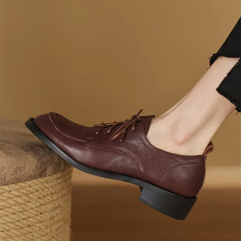 Women's Oxford Derby Shoes Handmade Round Toe in Coffee/Black US5 to US10.5 Peep Toe Oxfords