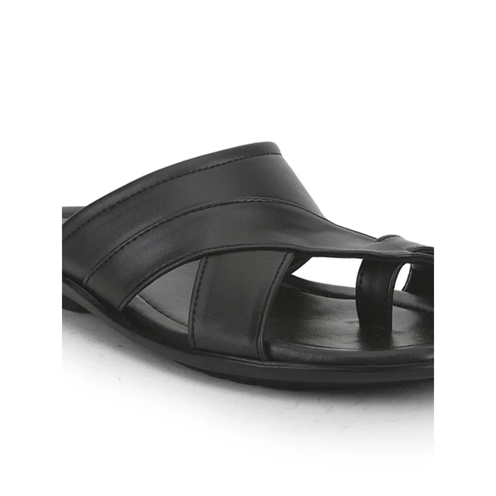 Coolers Casual Black Toe Ring Slippers For Men COOL99-400 By Liberty Slippers Laten Bedrukken