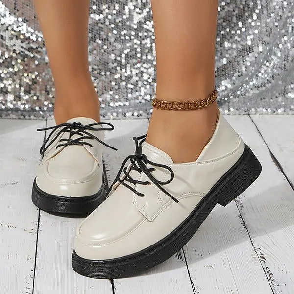 1950's Penny Loafers Women's Casual Lace-Up Two-Wear Flat Loafers 22797487S