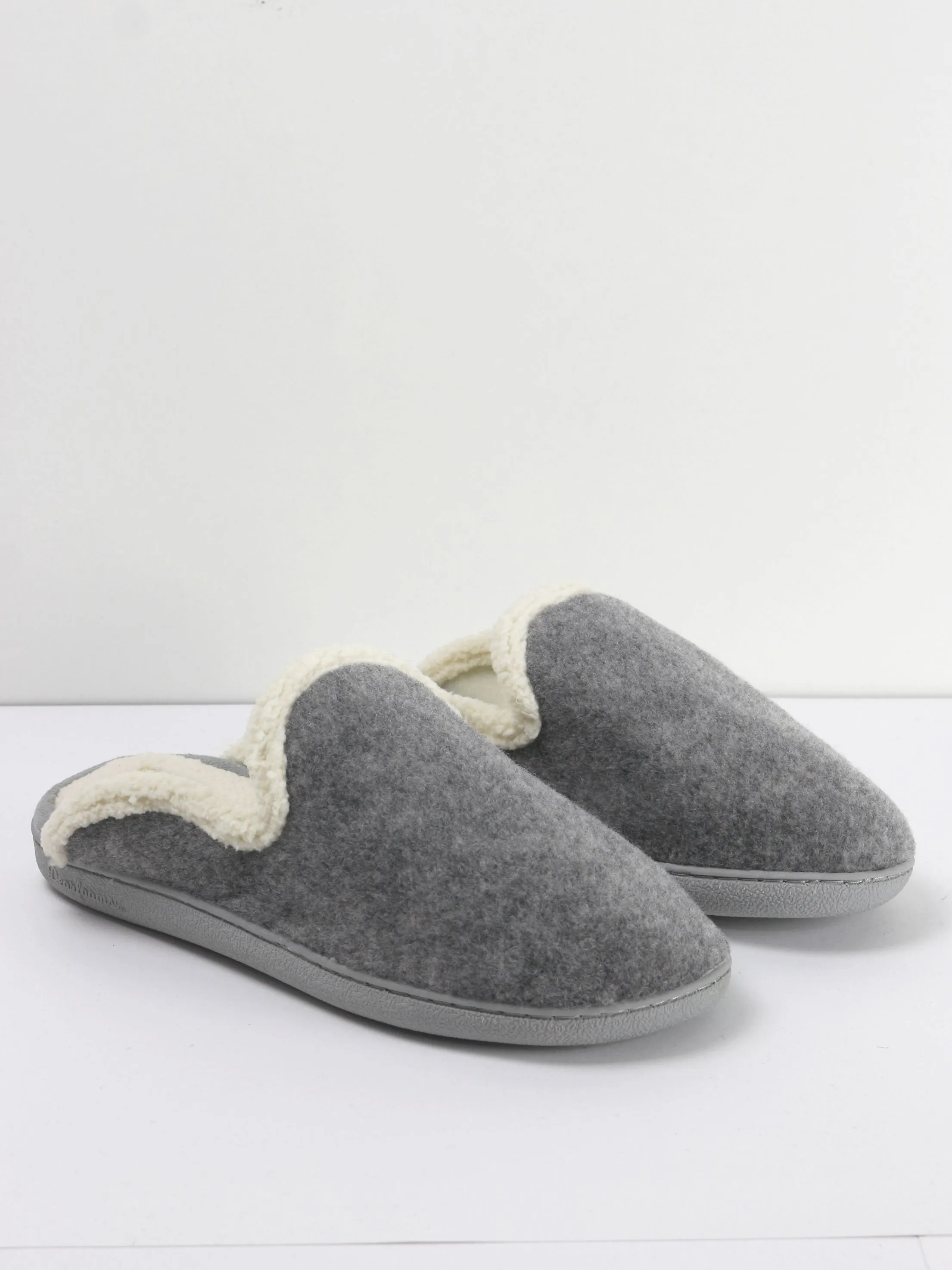 Metallic Slippers Women's Wool Inside Plain Slippers,Grey