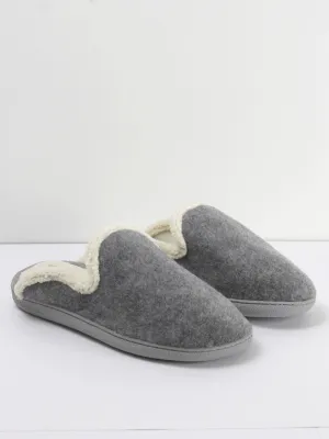 Women's Wool Inside Plain Slippers,Grey Best Slippers For Flat Feet