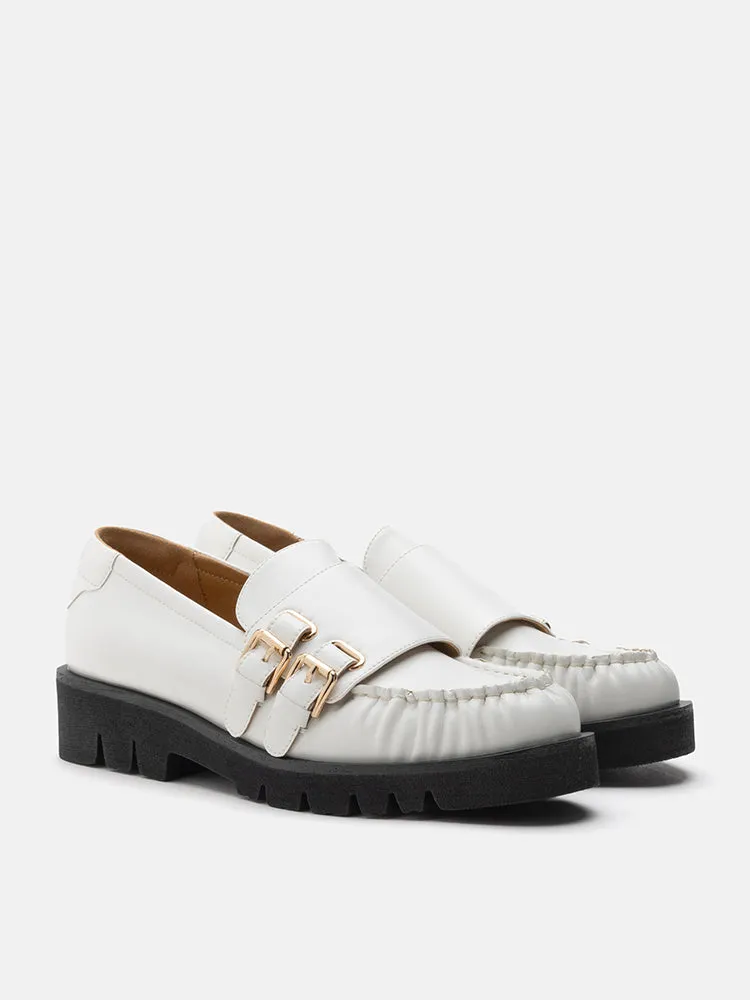 Comfortable Leather Loafers Giada Double Monk Strap Loafers