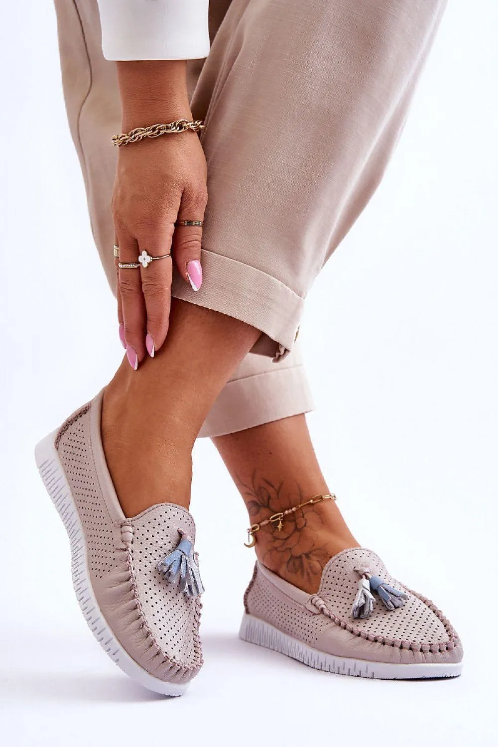 Loafers And Trousers Elegant Leather Moccasins - Model 180118