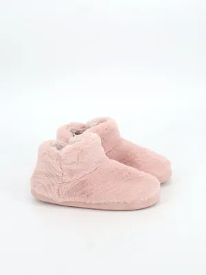Women's Textured Faux Fur Slippers,Pink Convertible Slippers