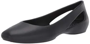 Comfortable Leather Work Boots Crocs Women's Sloane Flat Shoe, Black, 8 M US