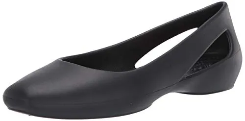 Most Comfortable Wedge Work Boots Crocs Women's Sloane Flat Shoe, Black, 8 M US