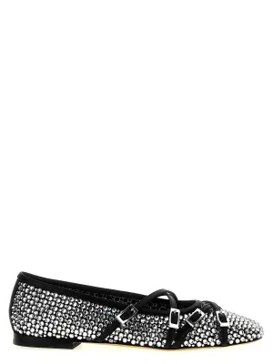 Flat Shoes And Skirts Crystal Net Flat Shoes Nero