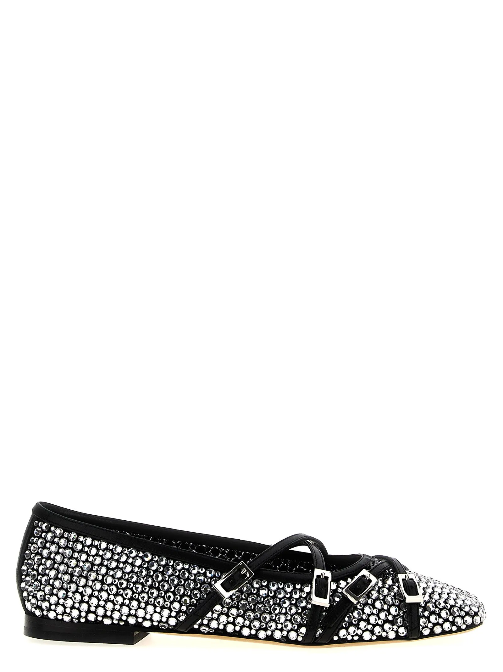 Soft Comfortable Flat Shoes Crystal Net Flat Shoes Nero