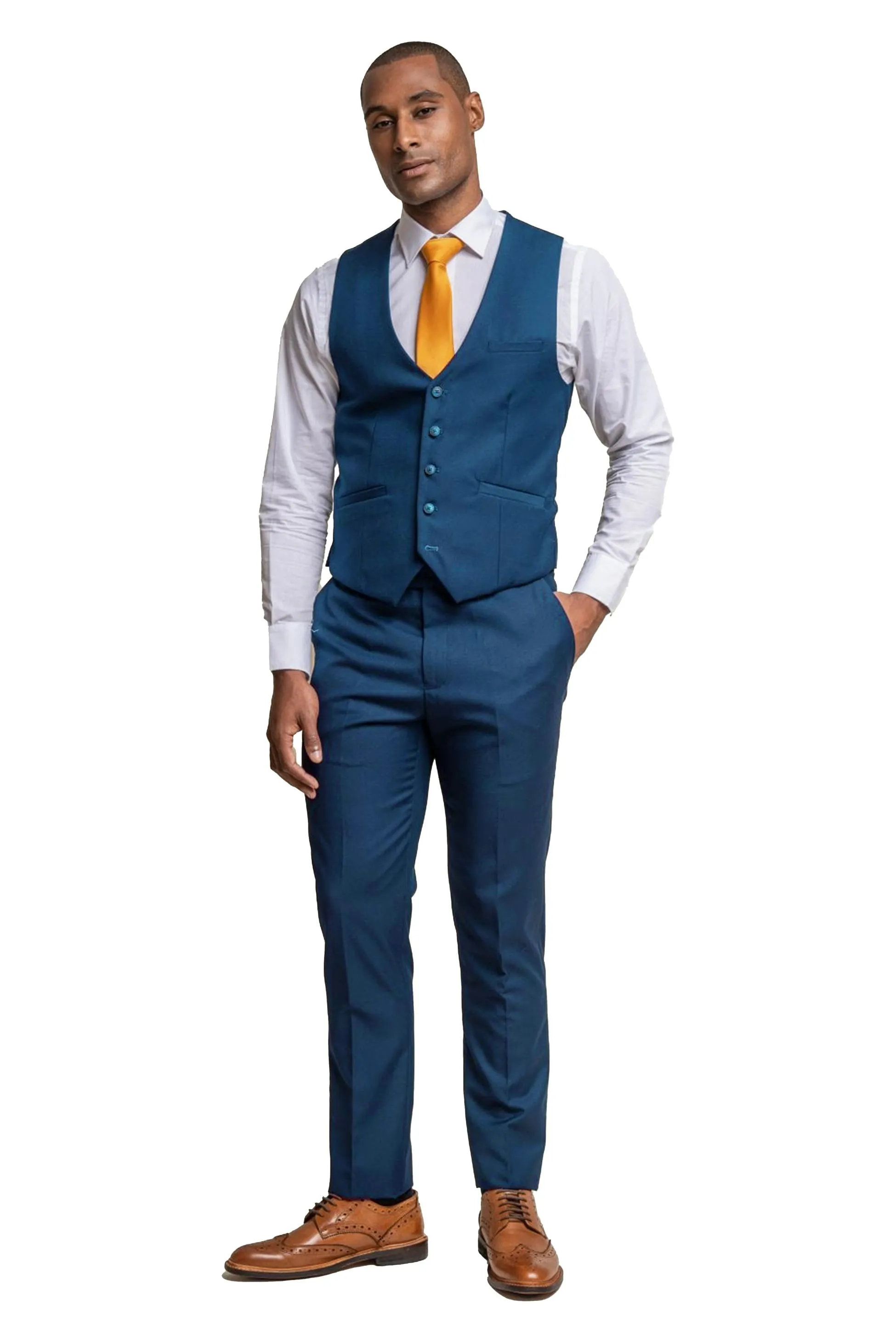 Men's Slim Fit Waistcoat - JEFFERSON Navy - Navy Blue Velcro Work Boots