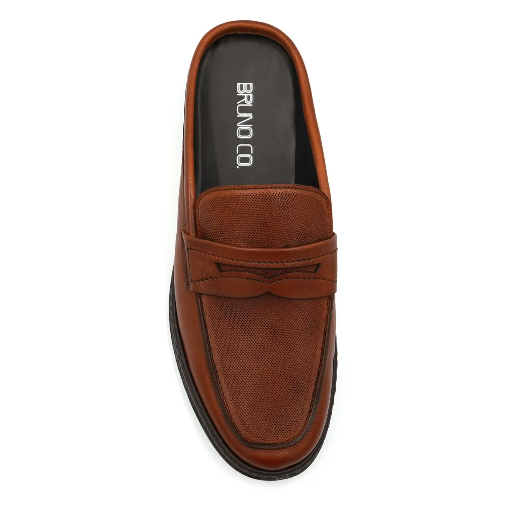 Waterproof Slip-on Boots BRUNO CO. Leather Men's Mules Shoes (Brown)