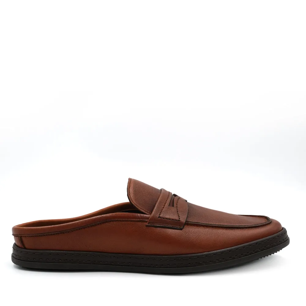 Familiarly Slip On BRUNO CO. Leather Men's Mules Shoes (Brown)
