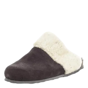 Espadrille Slides Fluffy Suede Grey