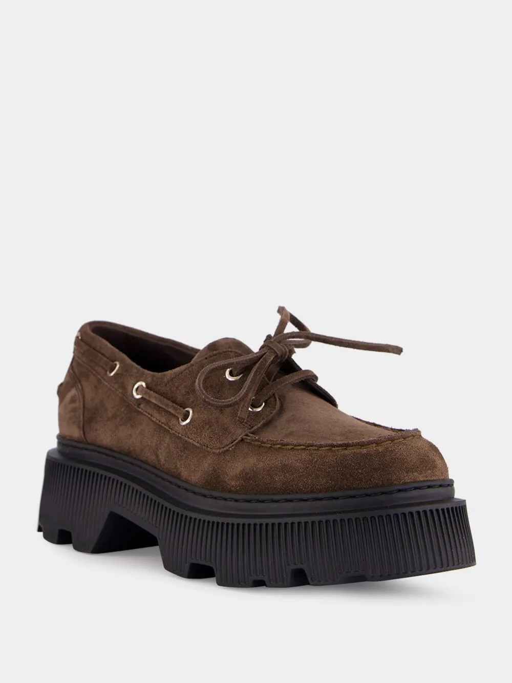 Rose Gold Loafers Dark Brown Billie Suede Platform Loafers