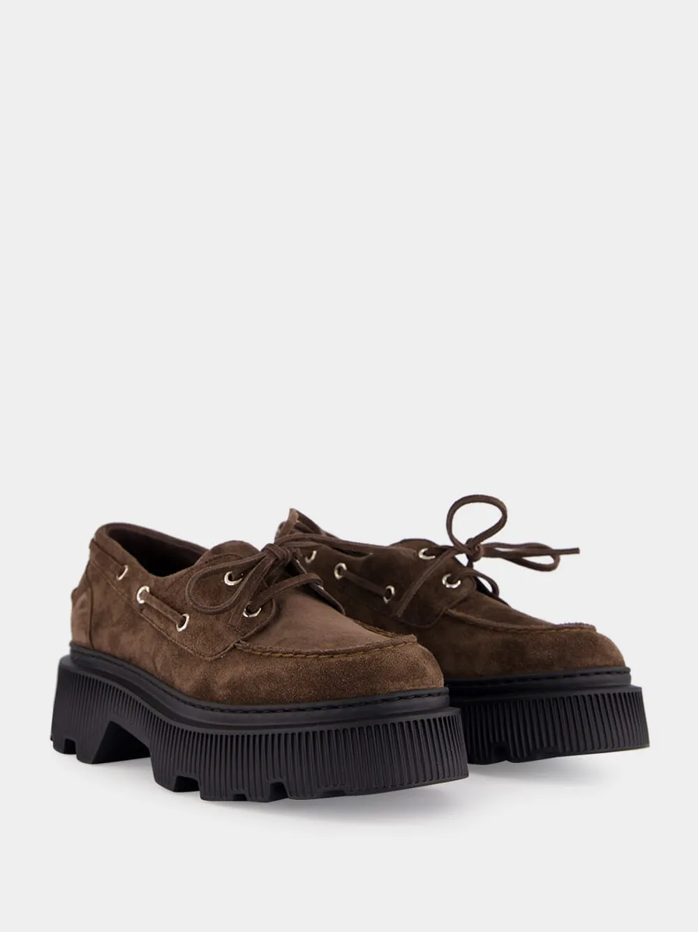 Dark Brown Billie Suede Platform Loafers Pierced Marni Loafers