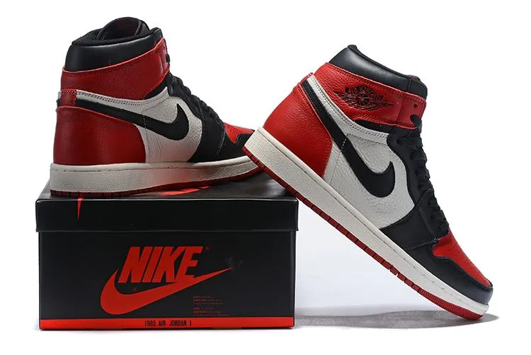 Best Budget Asics Running Shoe Nike Air Jordan 1 Retro High OG 'Bred Toe' Red White Black Sneaker Shoes Sale Men Size 7-12