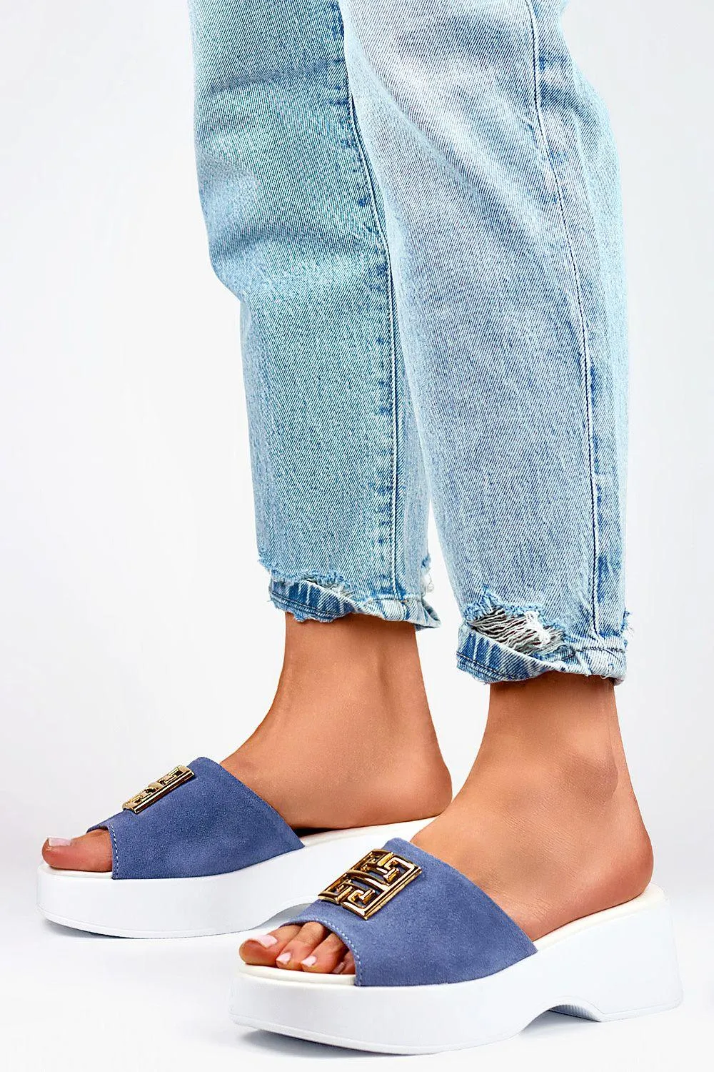 Chic Summer Leather Flip-flops Gold Glitter Flip Flops