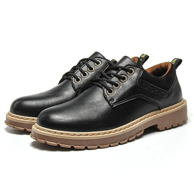 2018 Men Casual Leather Shoes Men Martins Leather Shoes Work Safety Shoes Winter Waterproof Ankle Botas German Made Work Boots