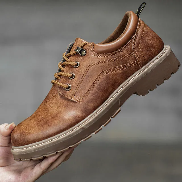 Comfortable Steel Toe Work Boots 2018 Men Casual Leather Shoes Men Martins Leather Shoes Work Safety Shoes Winter Waterproof Ankle Botas