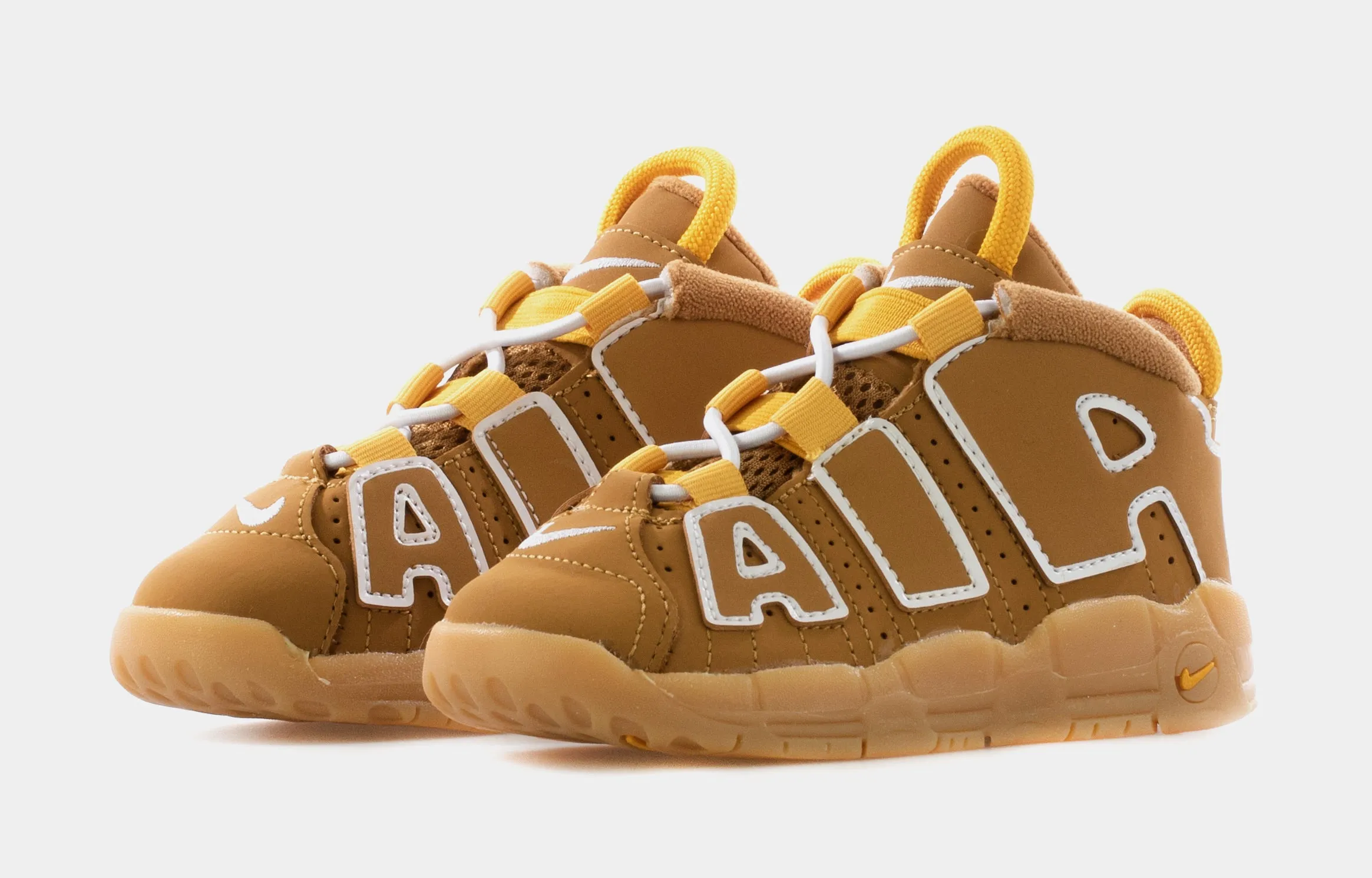 Asics Gel Kayano 30 Running Shoes Air More Uptempo Wheat Infant Toddler Basketball Shoes (Wheat/White/Pollen/Gum Light Brown)