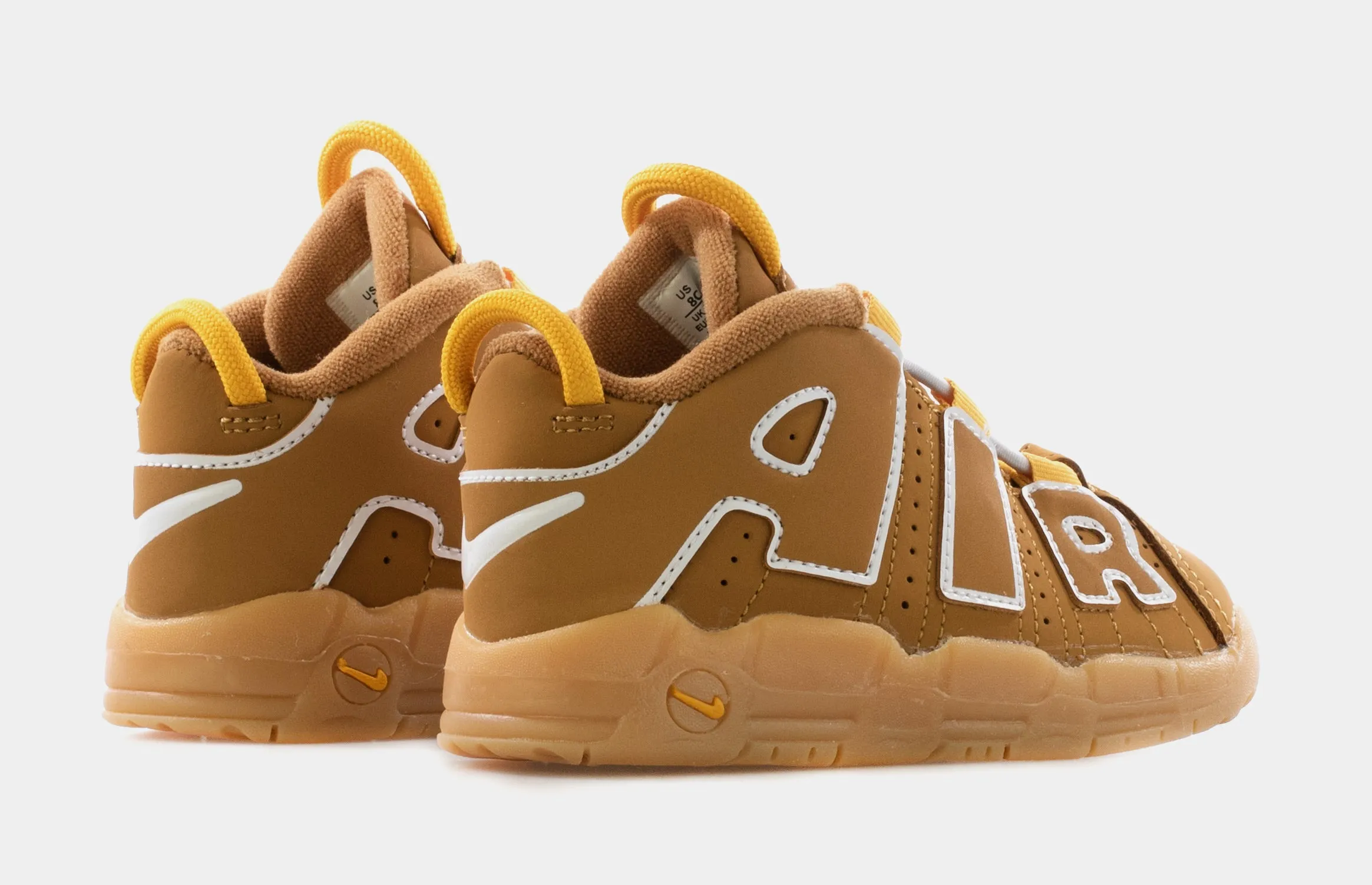 Asics Racing Shoe Air More Uptempo Wheat Infant Toddler Basketball Shoes (Wheat/White/Pollen/Gum Light Brown)
