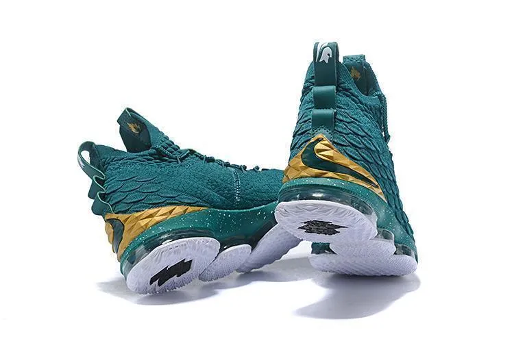 Nike Lebron XV 15 Dark Green Gold Men Shoes !!! CYBER MONDAY SALE !!! Asics Shock Absorbing Shoes