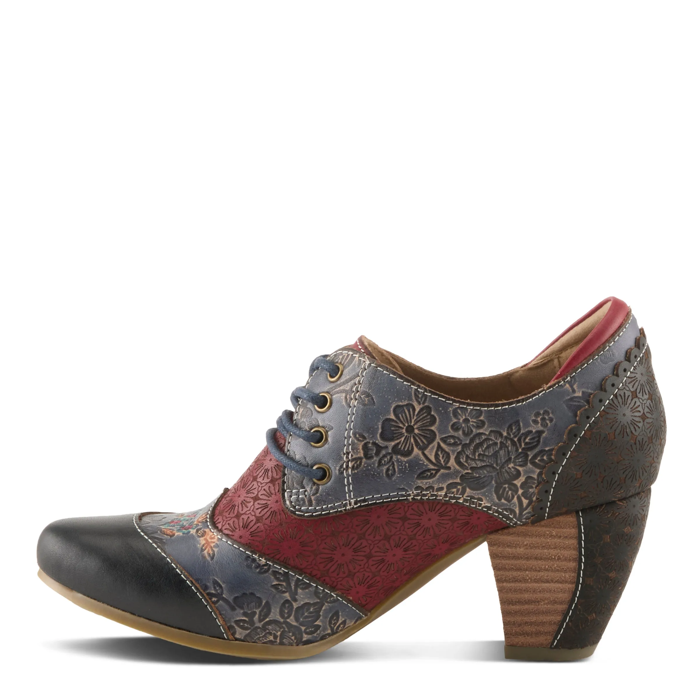 Oxford Shoe Laces Spring Step Shoes L'Artiste Adelvice Fleur Women's Modern Floral Pattern Chunky Heel Shoes