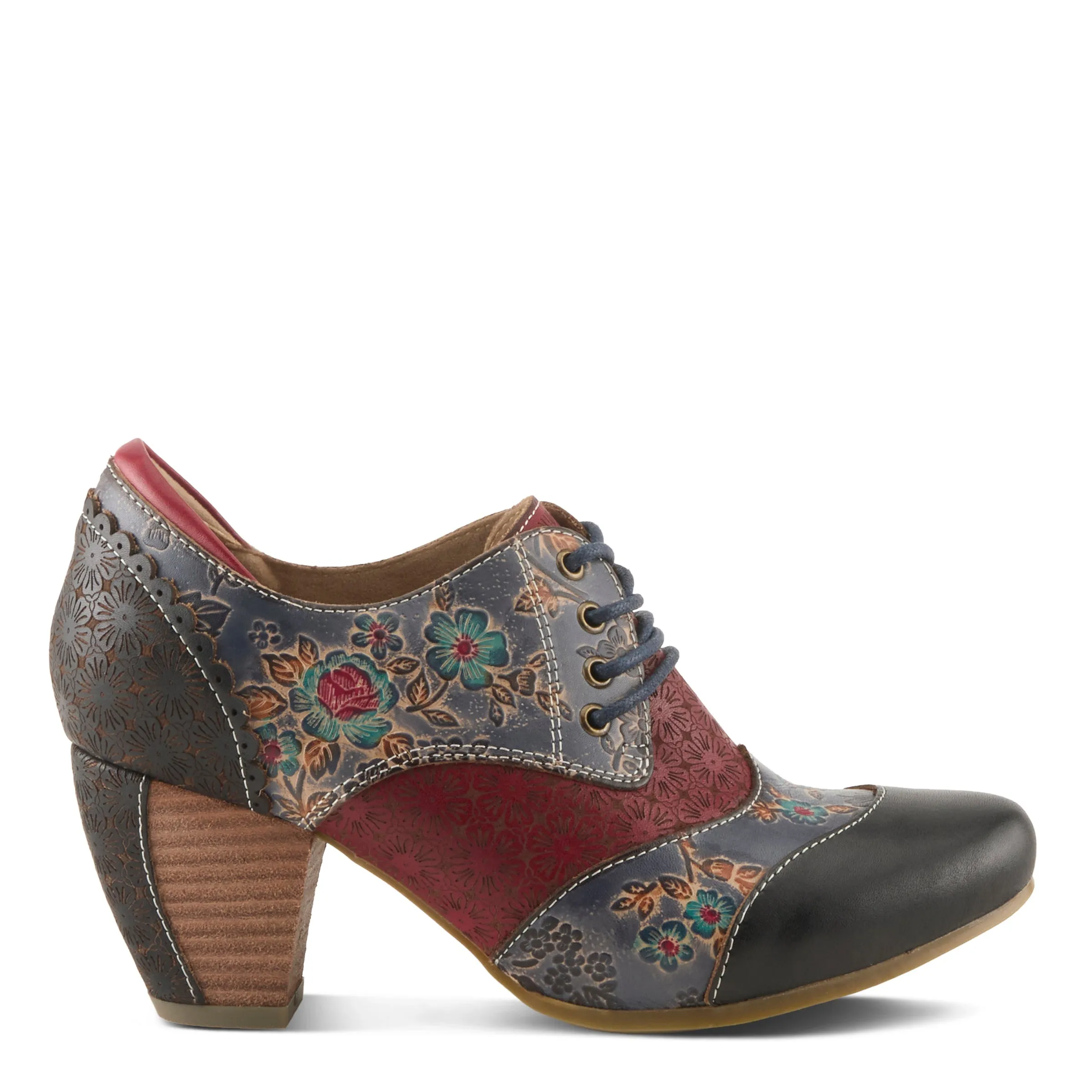 Florsheim Francisco Cap Toe Oxfords Spring Step Shoes L'Artiste Adelvice Fleur Women's Modern Floral Pattern Chunky Heel Shoes