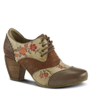 Spring Step Shoes L'Artiste Adelvice Fleur Women's Modern Floral Pattern Chunky Heel Shoes Canvas Shoes Oxfords
