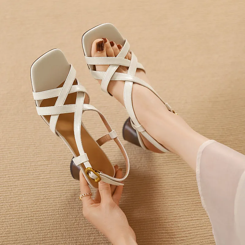 Women's Chunky Heeled Cross Strap Slingback Sandals Birkenstock Sandals Arizona