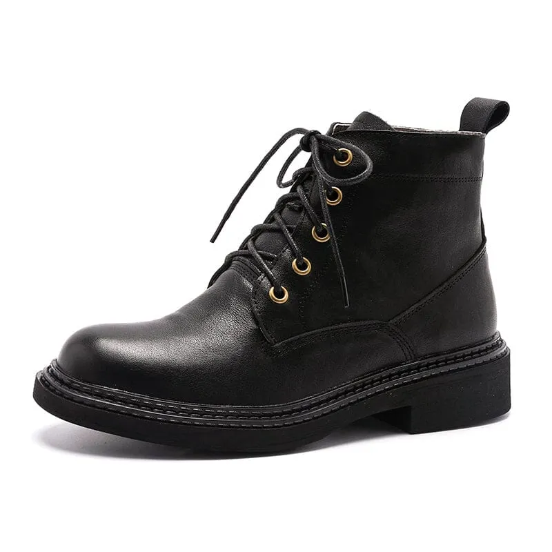 Retro Martin Boots Brush-Off Leather Round Toe Low Heel Bottine Flat Ankle Boots Black/Coffee Zerogrand Remastered Stitchlite Wingtip Oxford