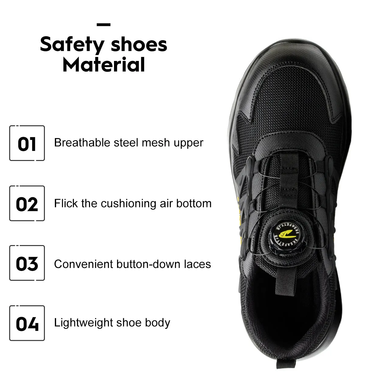 Comfortable Stylish Snap Knob Steel Toe Orthopedic Shoes W818 Hiking In Work Boots