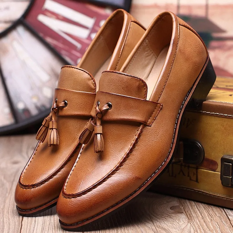 90s Penny Loafers Men's Tassels Leather Oxford Dress Shoes