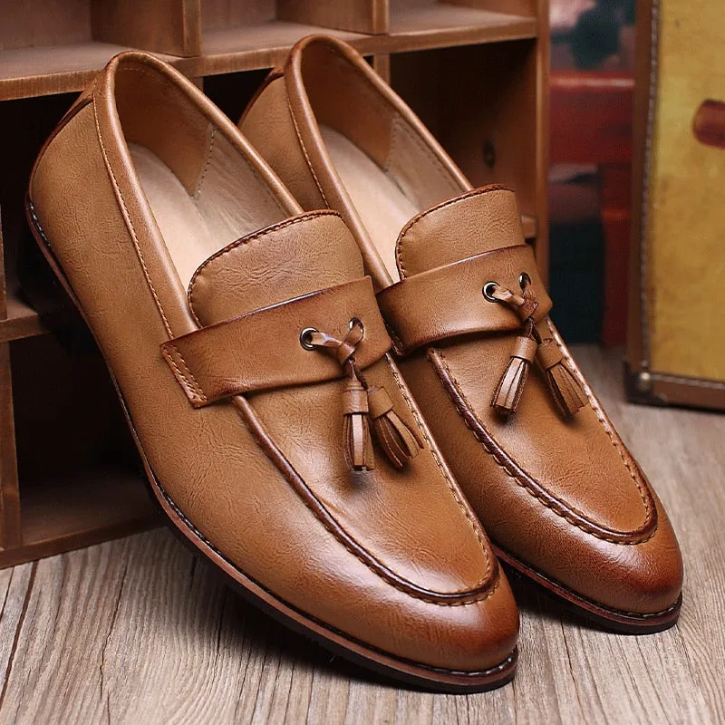 Men's Tassels Leather Oxford Dress Shoes Pennies In Penny Loafers