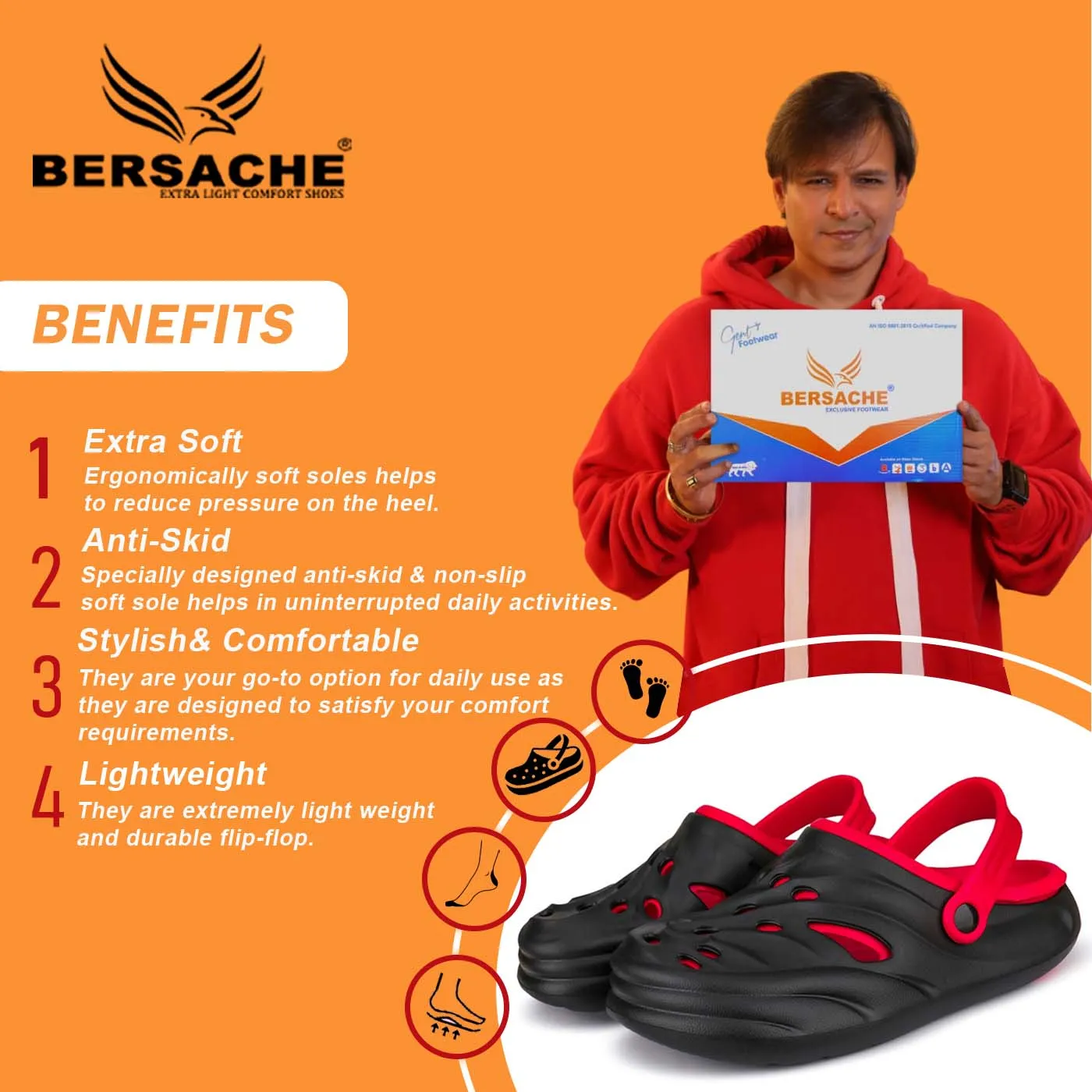 Wabi Slippers Bersache Extra Soft Classic Casual with Back Strap Regular wear with Ultra Soft & Flexibility Technology Flip-Flop for Men's/ boy,s - 6029 (Red)