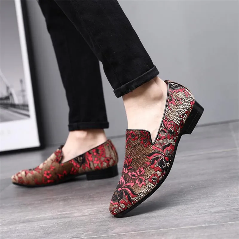 Men's Autumn Casual Loafers With Embroidery | Plus Size Platform Heel Loafers