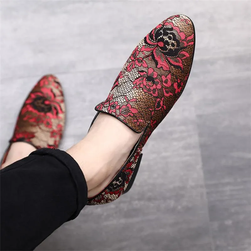 Little Loafers Clay Men's Autumn Casual Loafers With Embroidery | Plus Size