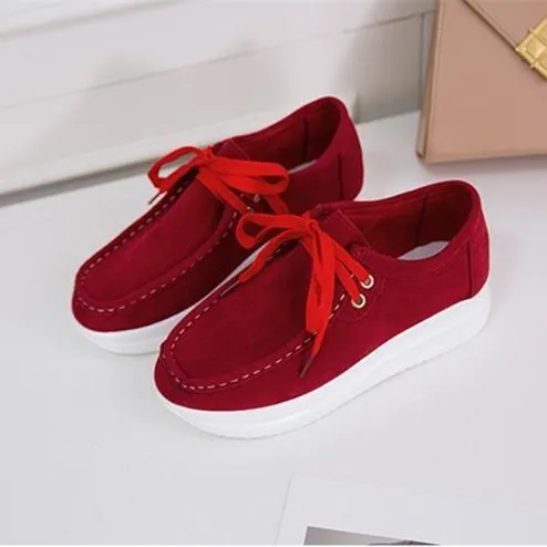 Gym Shoes Sneakers Women casual walking stitching lace up platform sneakers