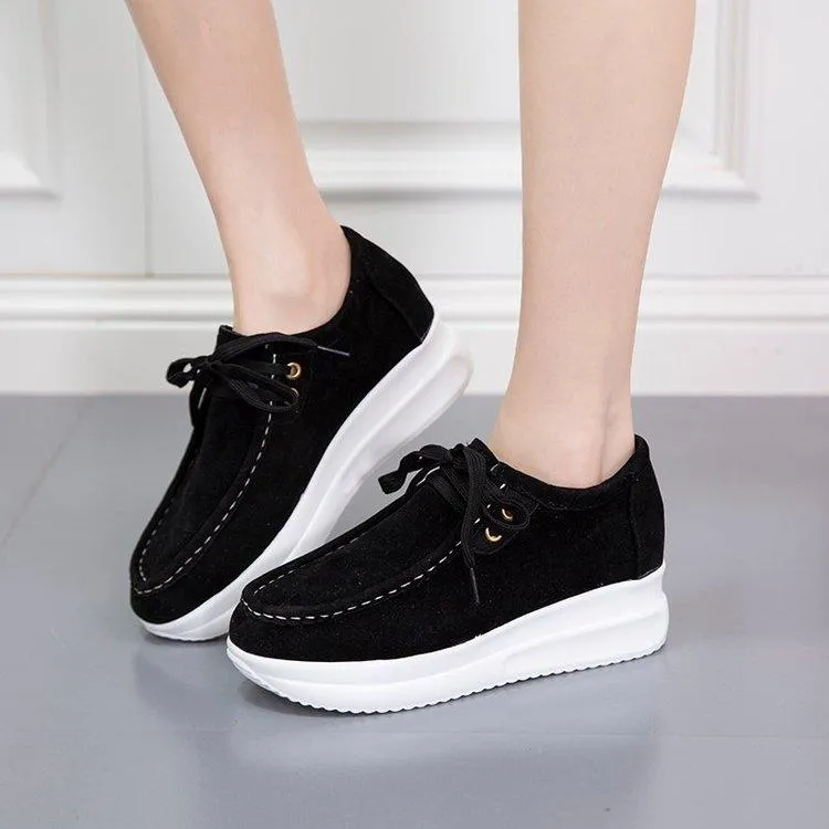 Women casual walking stitching lace up platform sneakers Expensive Sneakers