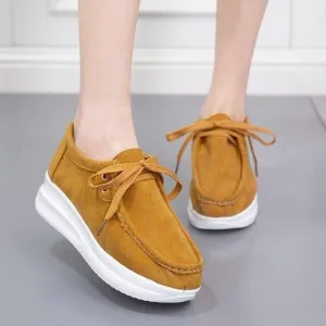 Women casual walking stitching lace up platform sneakers 725 Sneakers