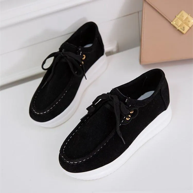 Women casual walking stitching lace up platform sneakers Sneakers Size 4
