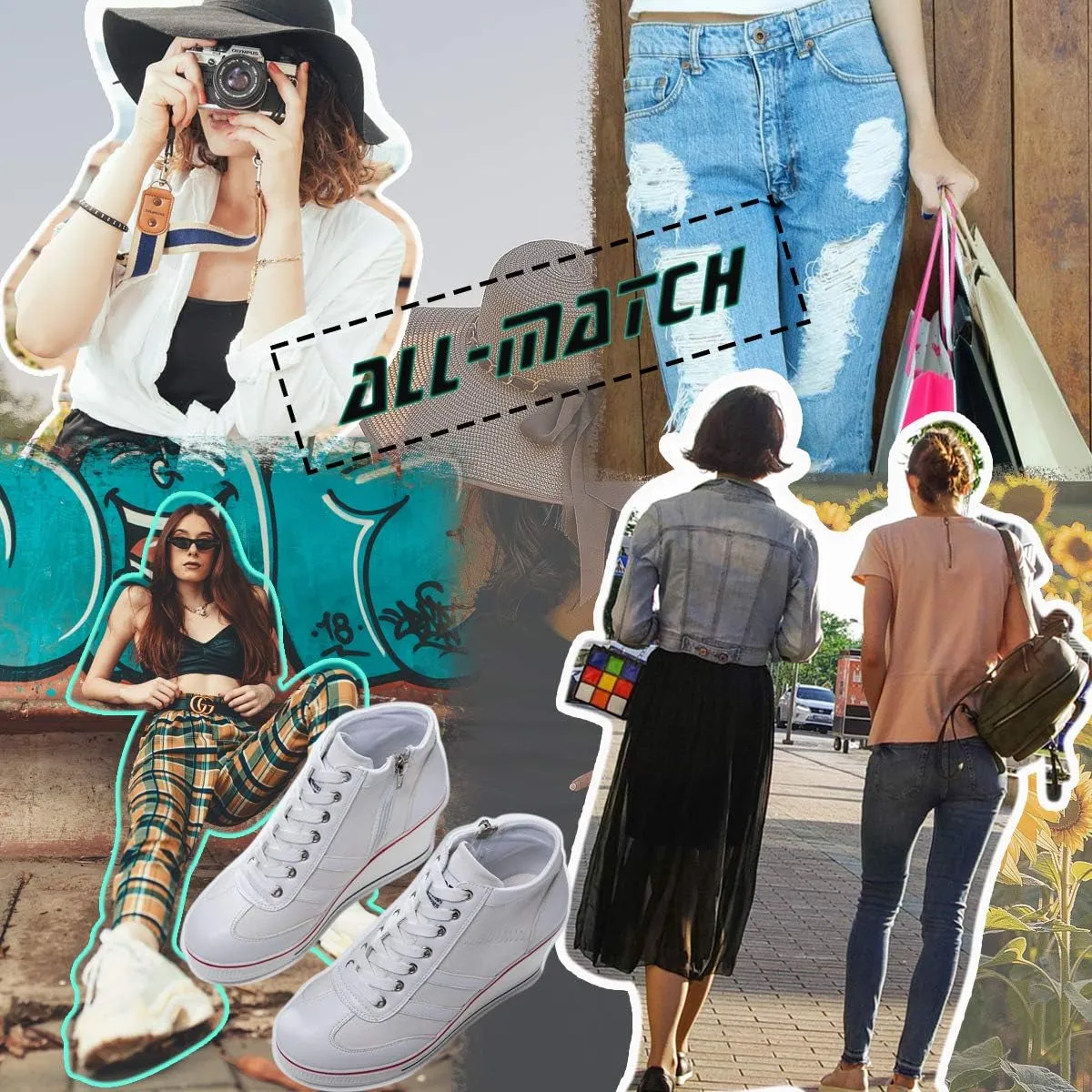 Women'S Wedge Sneakers Platform Wedge High Heel Sneakers Ankle Booties Fashion Canvas Walking Shoes Hottest Sneakers