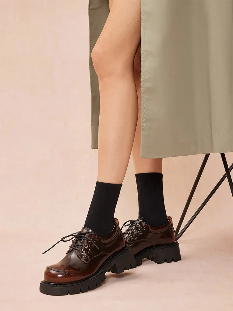 Edythe Chunky Lace-Up Loafers Fur Loafers