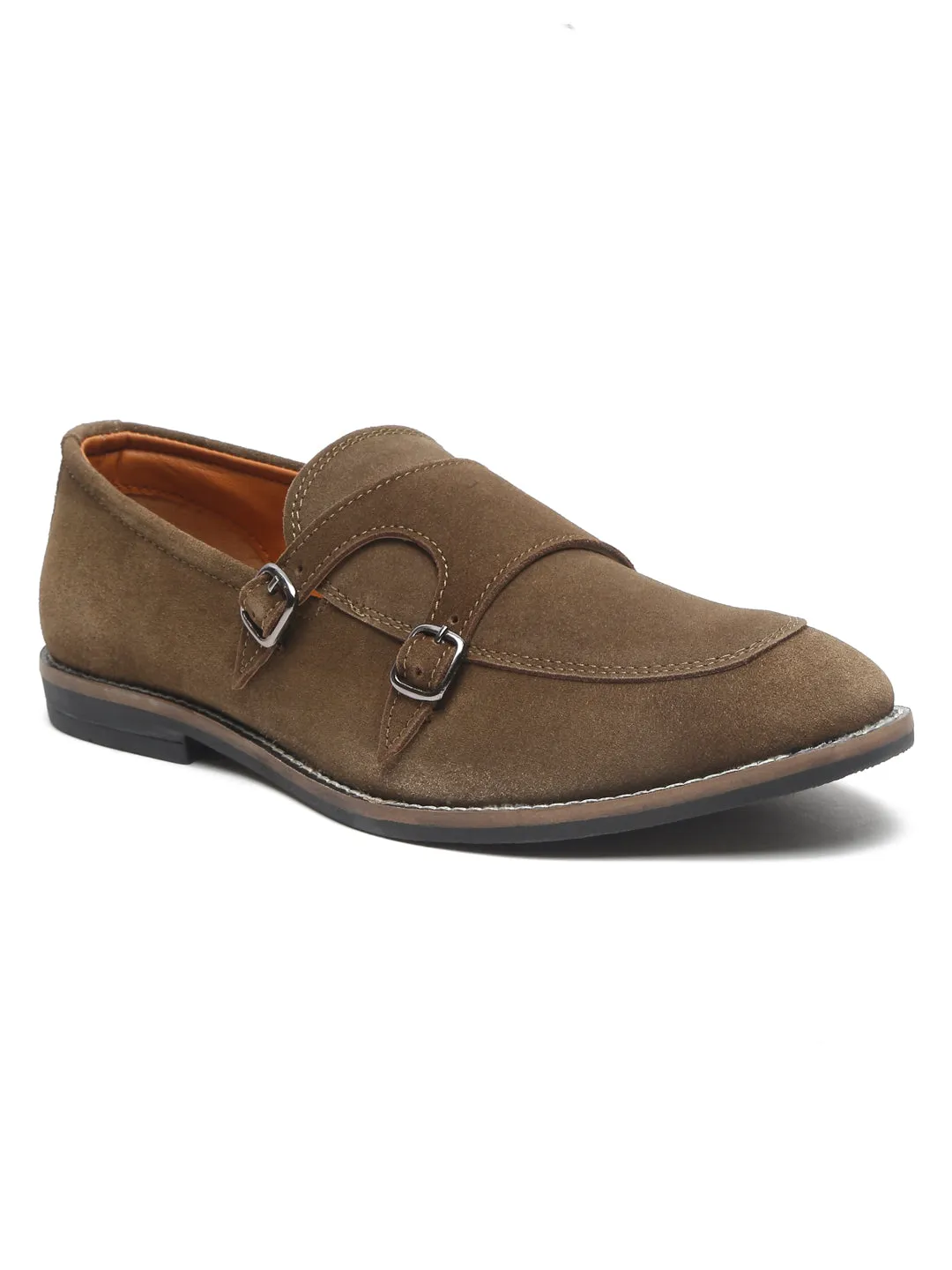 Teakwood Leather Men Solid Olive Round-Toe Monks- Clearance sale Cute Loafers